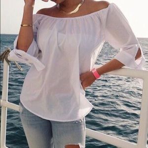 Off-the-Shoulder White Blouse